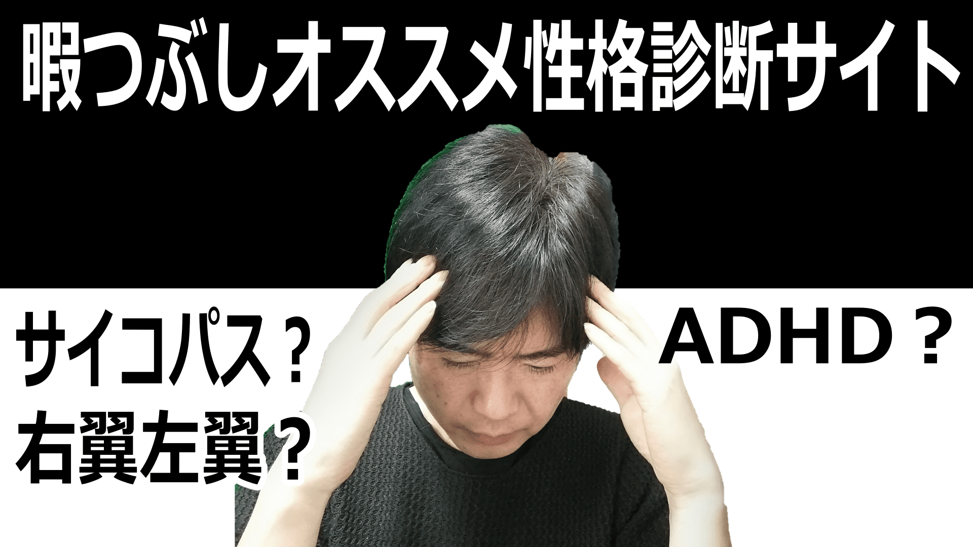 氷河期世代の俺 人生逆転していくvlog 暇つぶし性格診断サイト紹介 右翼左翼 サイコパス ａｄｈｄ